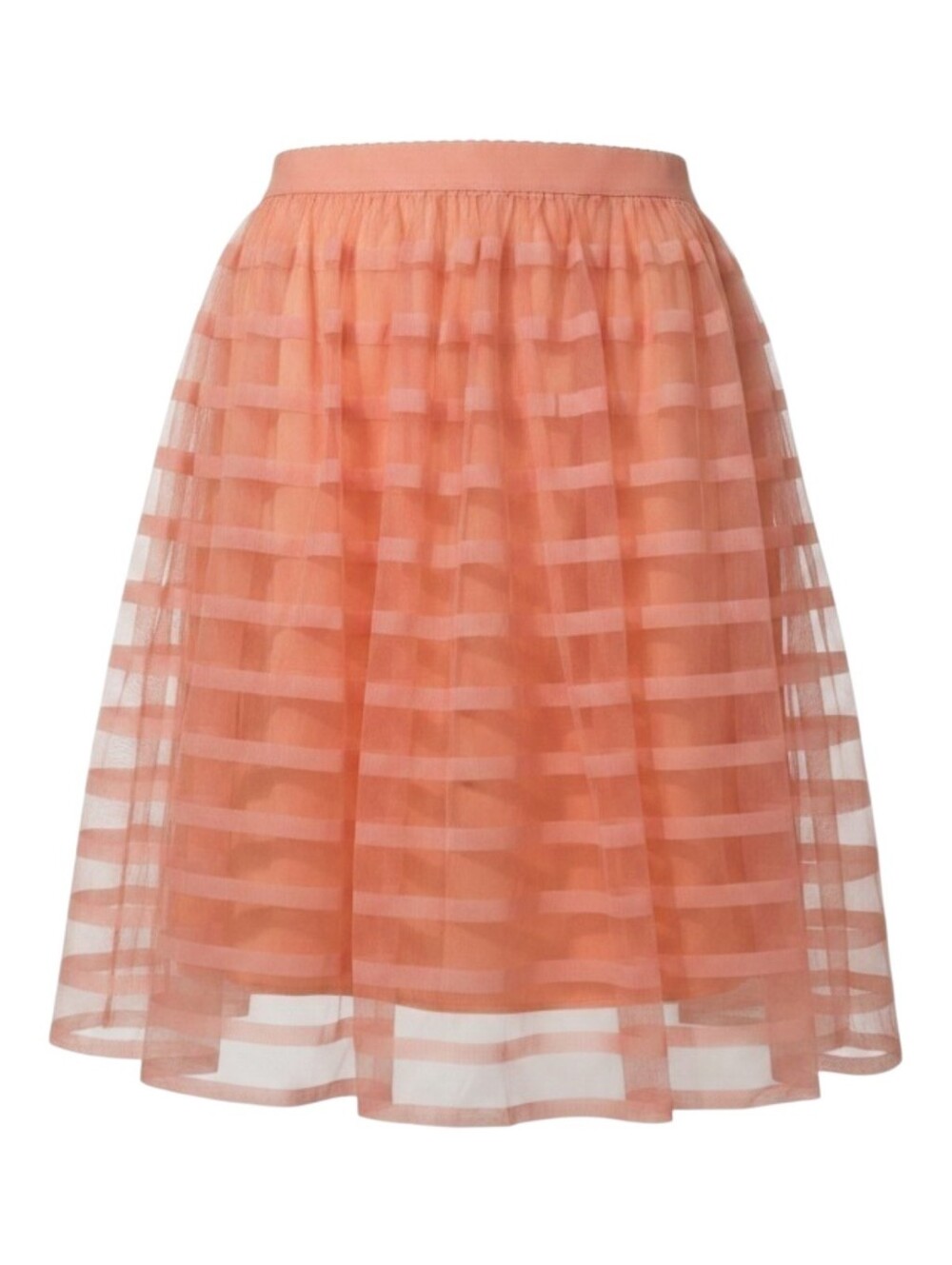 MetroWear Coral Peach Striped Tulle Midi Skirt Size PL - Fairycore Fashion